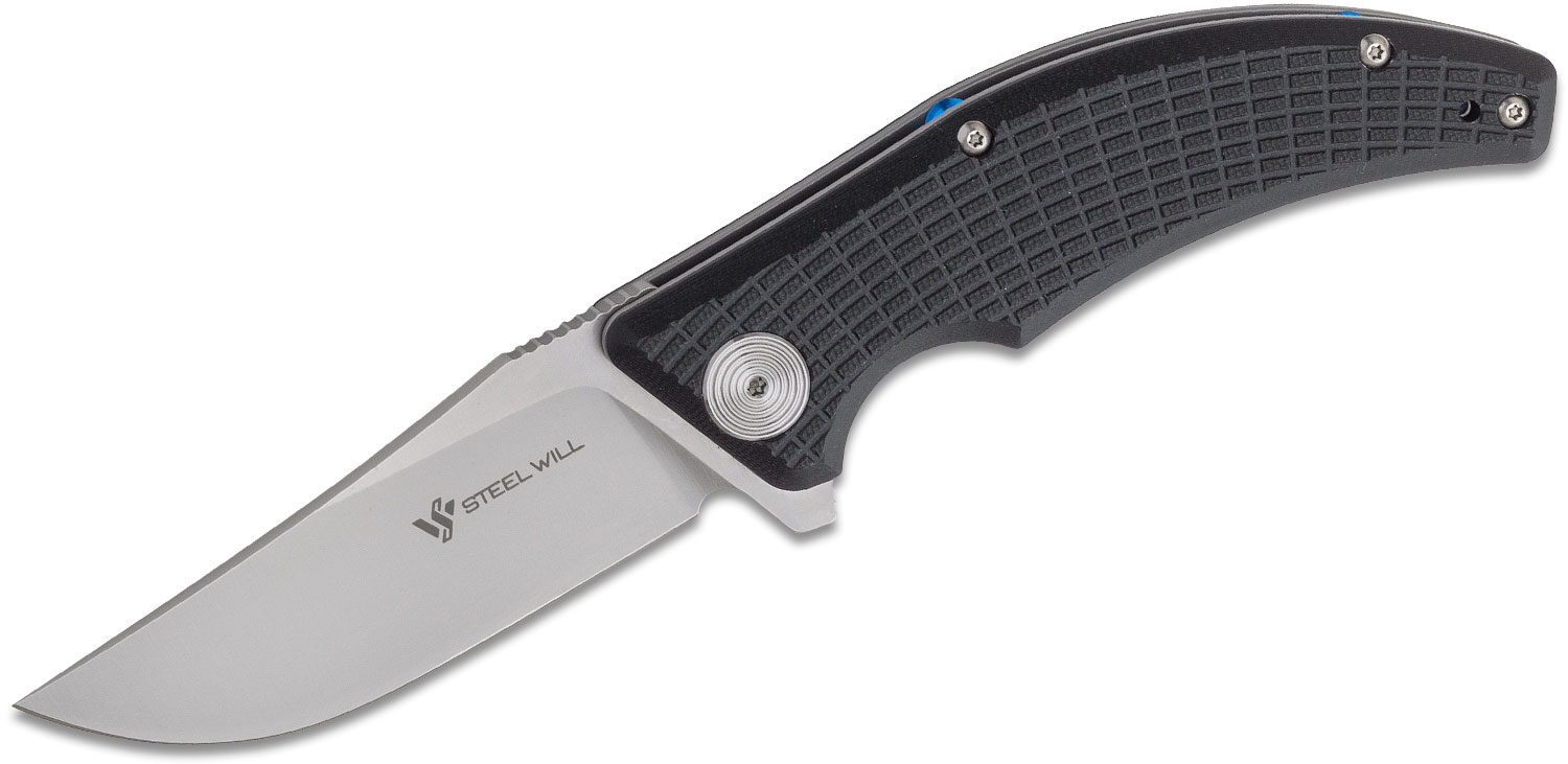 Steel Will Sargas F6010 Flipper Knife 3.23" D2 Satin Clip Point, Black
