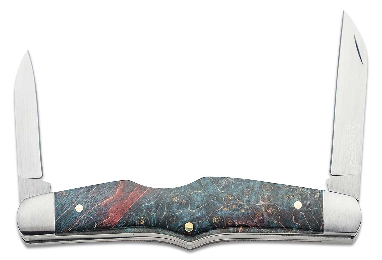 Tim Britton Knives Custom 2Blade Ridged Traditional Folding Knife