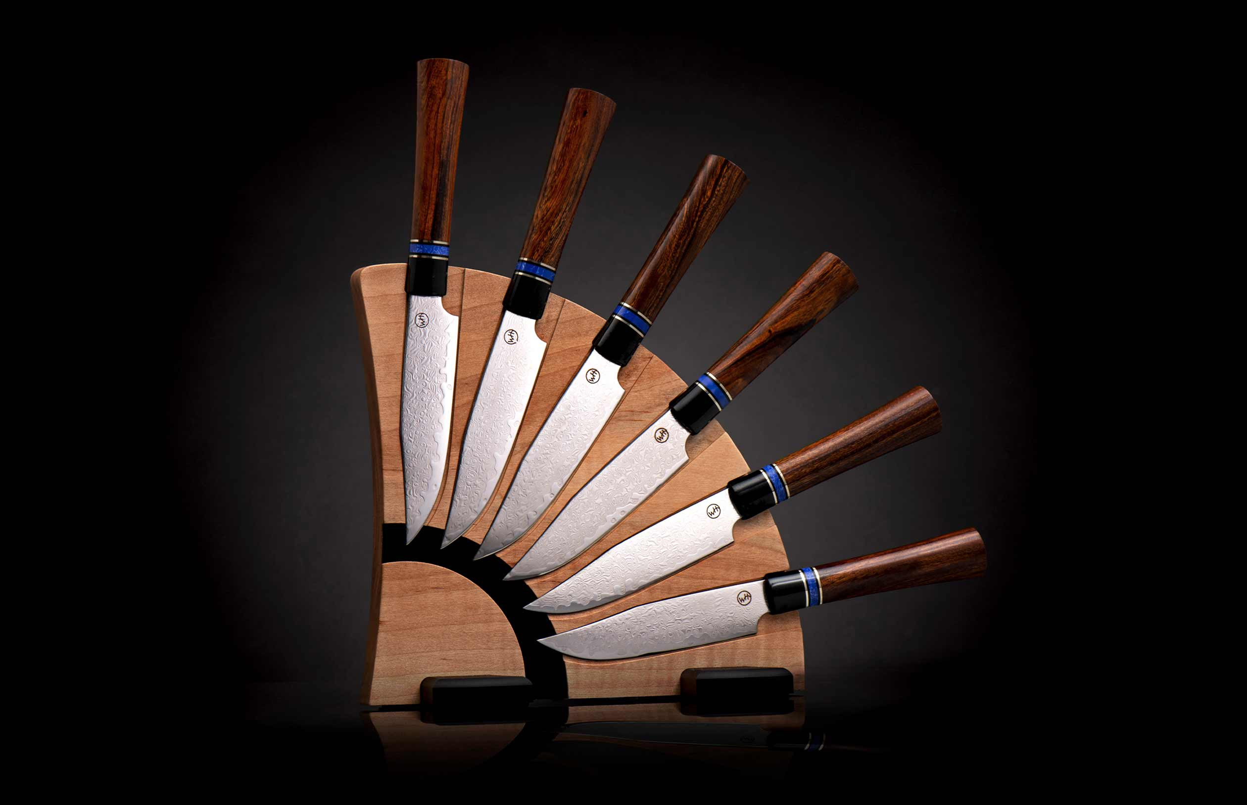 William Henry Kultro Gourmet Ironwood Steak Knife Set with Red Maple