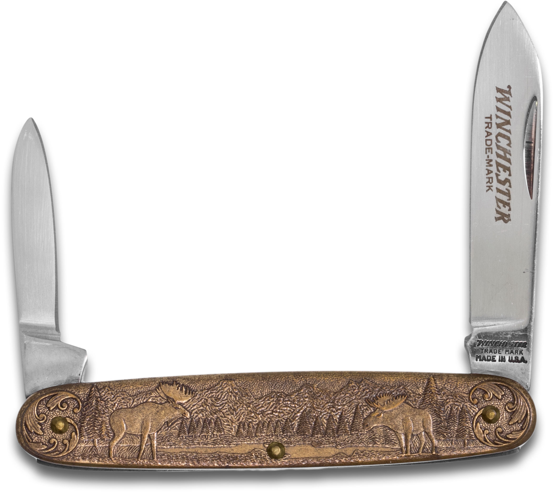 Winchester Model 70 Commemorative Pen Knife 3.5" Closed, Relief Bronze