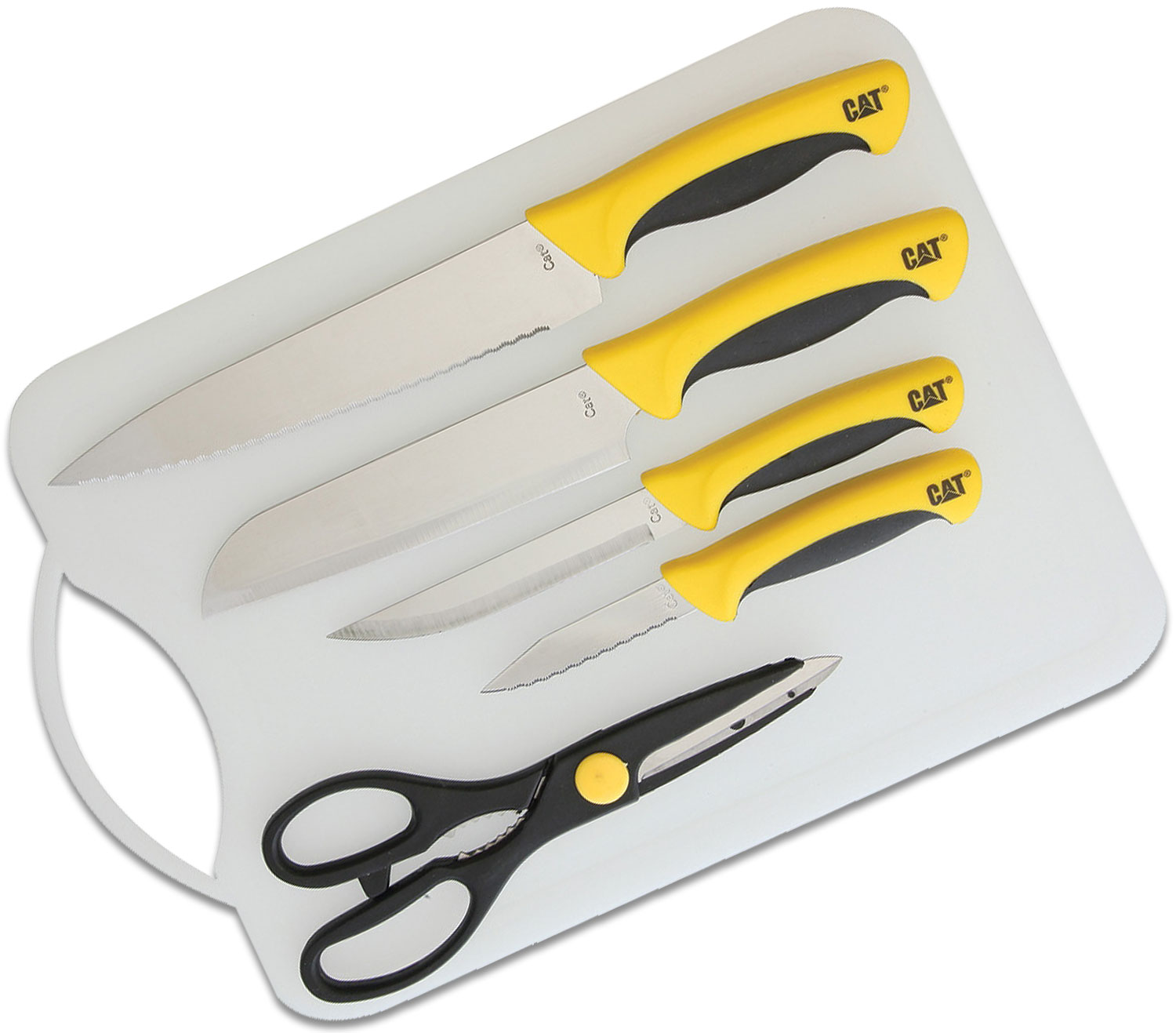 Caterpillar 6 Piece Stainless Steel Cutlery Set with Cutting Board