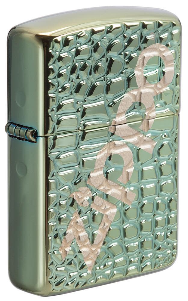 Zippo Lighter High Polish Green, Armor, Alligator Logo