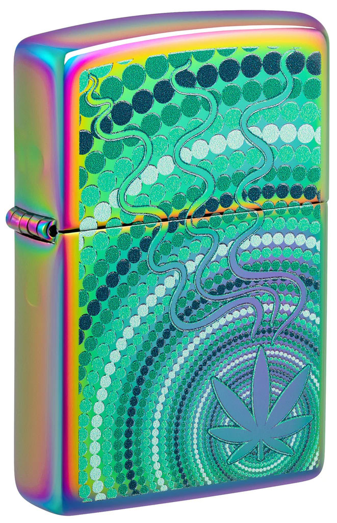 ひよこページ Zippo Lighter Multi Color, Psychedelic Cannabis Leaf