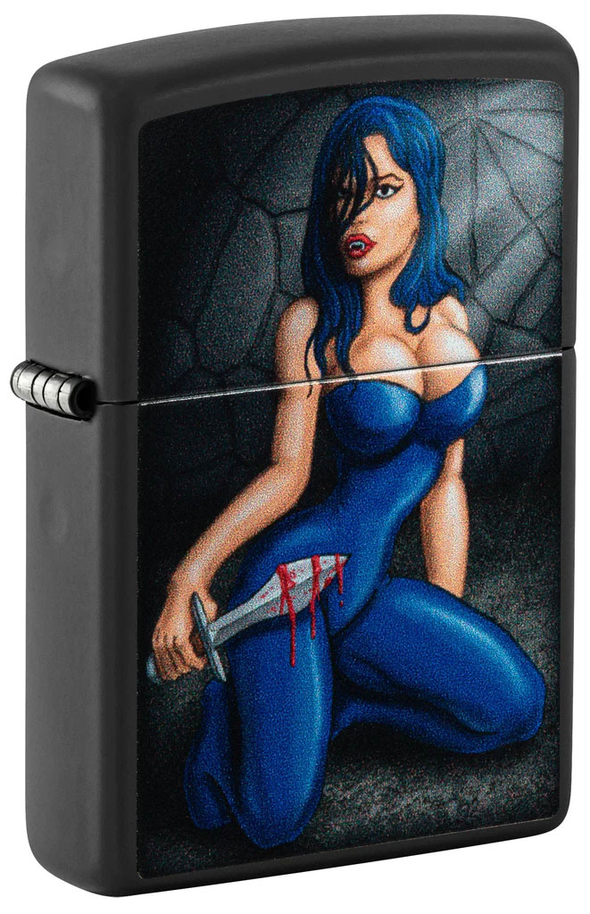 Zippo Lighter Black Matte, Killer Pinup - KnifeCenter - 48388