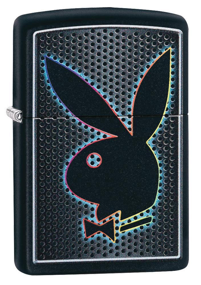 Zippo Lighter Black Matte, Playboy Dot Logo - KnifeCenter